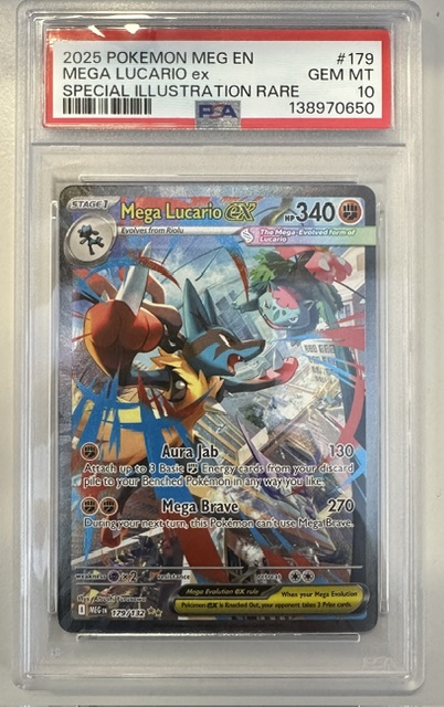 Mega Lucario ex – Special Illustration Rare #179/132 | PSA 10 GEM MINT | Pokémon MEG EN 2025
